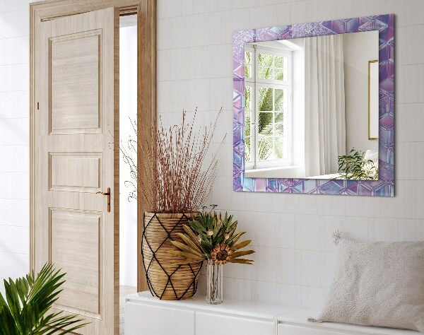 Mirror frame with print Coloured transparent cubes