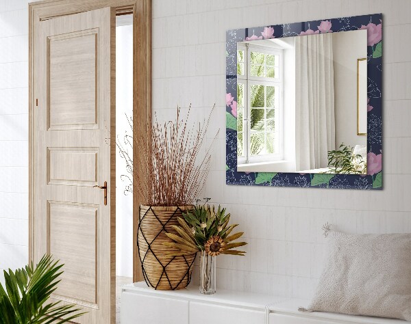 Wall mirror design Pink lotus flowers