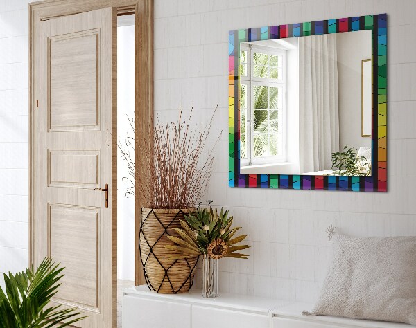 Printed mirror Strips of coloured glass