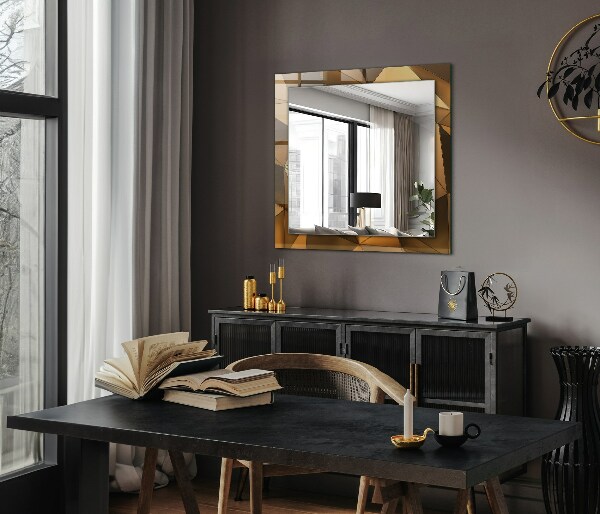 Wall mirror design Golden geometric motifs