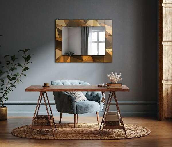 Wall mirror design Golden geometric motifs
