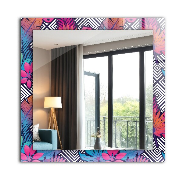 Decorative mirror Coloured tropical leaves