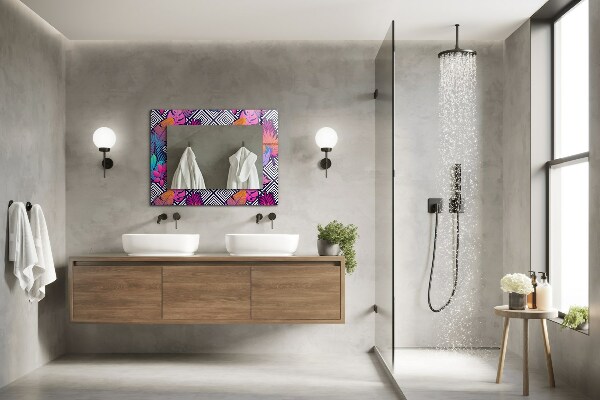 Decorative mirror Coloured tropical leaves