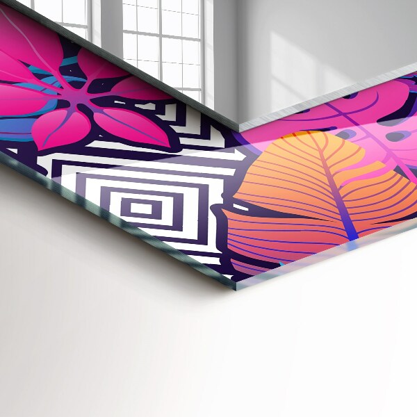 Decorative mirror Coloured tropical leaves