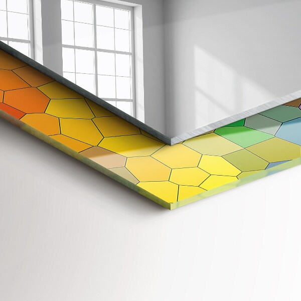Mirror frame with print Abstract coloured mosaics