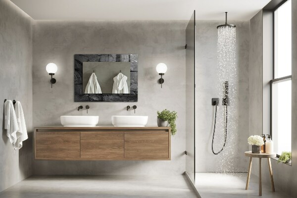 Wall mirror design Cracks in a black stone