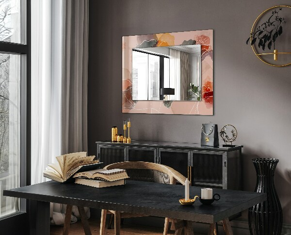 Mirror frame with print Abstract floral motifs