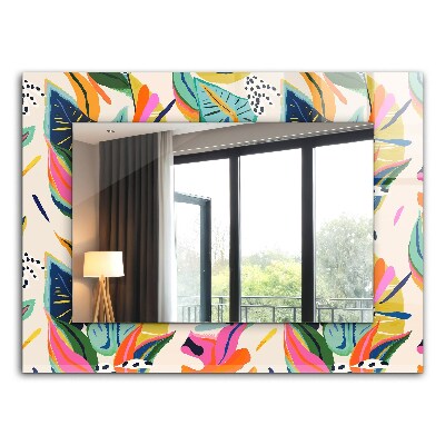 Printed mirror Coloured leaf motif