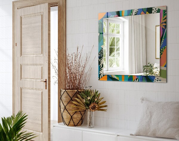 Mirror frame with print Abstract coloured flowers