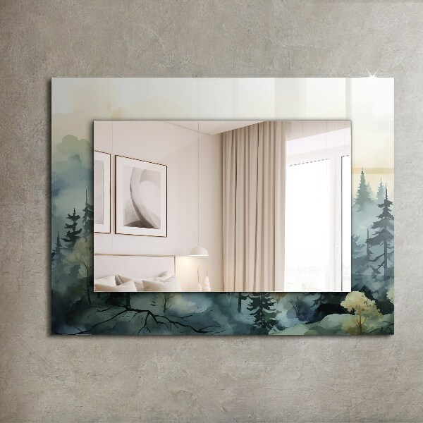 Mirror frame with print Flowers leaves birds