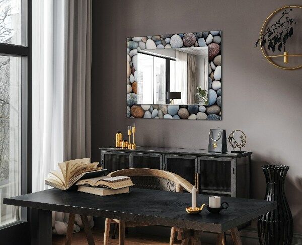 Mirror frame with print Blue abstract pattern