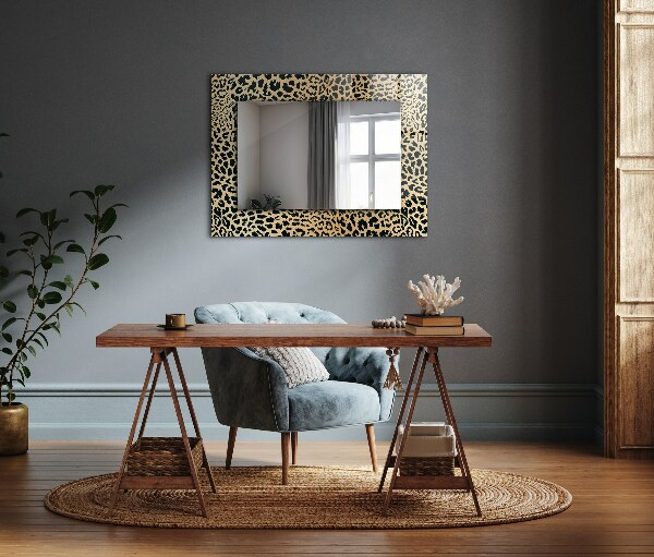 Printed mirror Green wooden planks