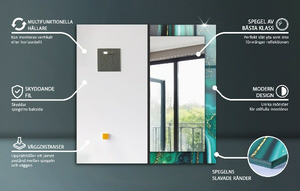 Printed mirror Smooth white stone