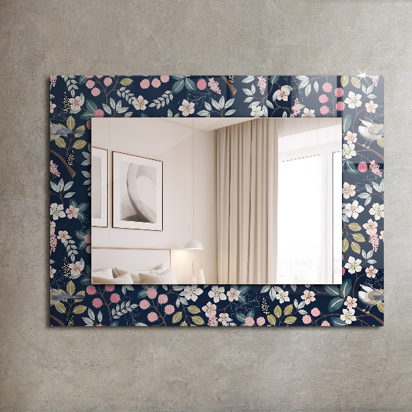 Decorative mirror Leaves with orange pattern