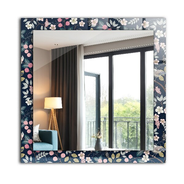 Decorative mirror Leaves with orange pattern