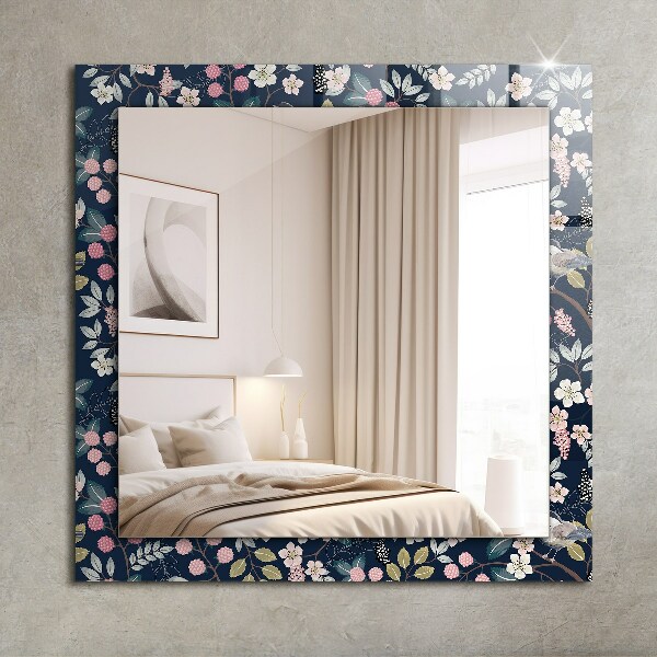 Decorative mirror Leaves with orange pattern