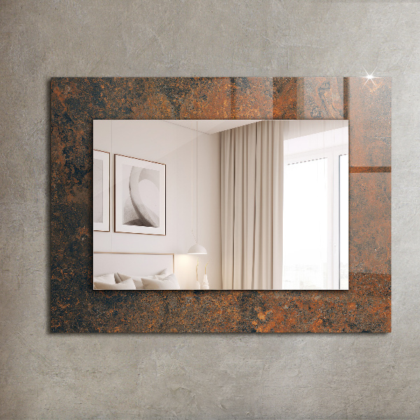 Mirror frame with print Abstract drawing in yellow