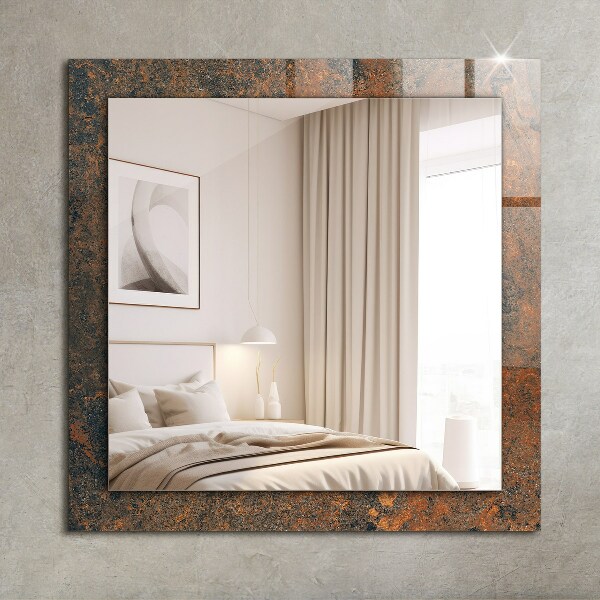 Mirror frame with print Abstract drawing in yellow