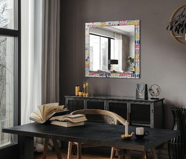 Printed mirror Abstract motifs in orange