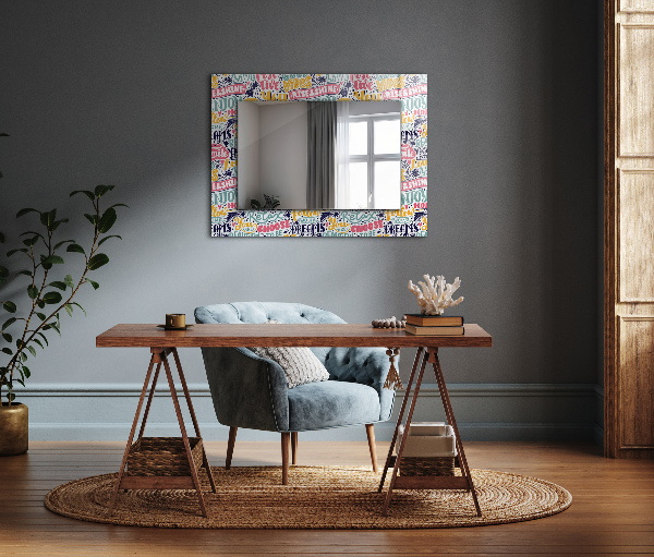 Printed mirror Abstract motifs in orange