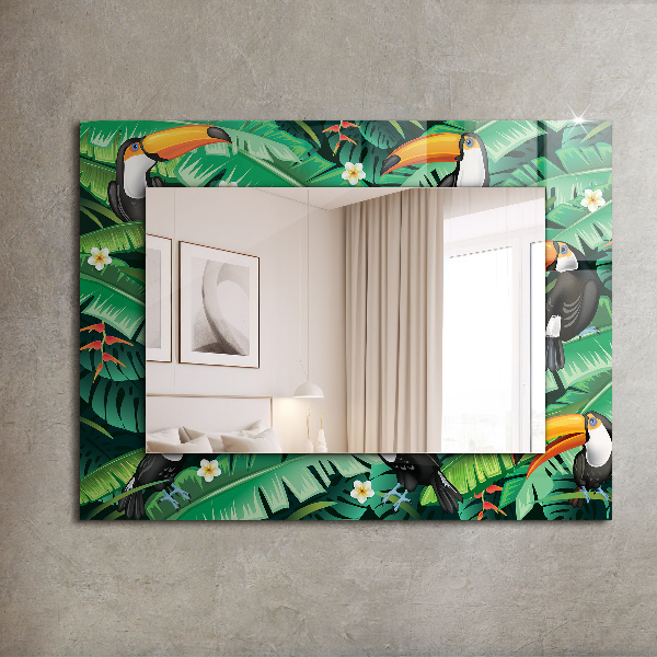 Mirror frame with print Turquoise geometric pattern