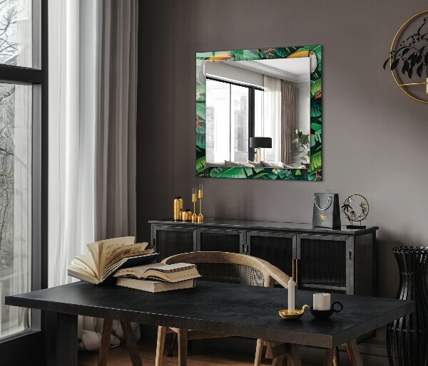 Mirror frame with print Turquoise geometric pattern