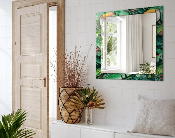 Mirror frame with print Turquoise geometric pattern