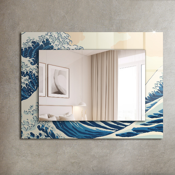 Mirror frame with print Abstract resin marble