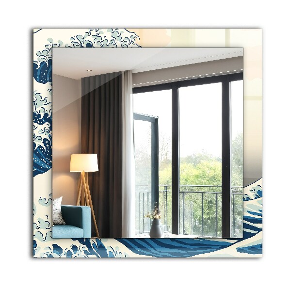 Mirror frame with print Abstract resin marble