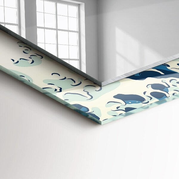 Mirror frame with print Abstract resin marble