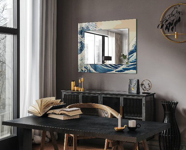 Mirror frame with print Abstract resin marble