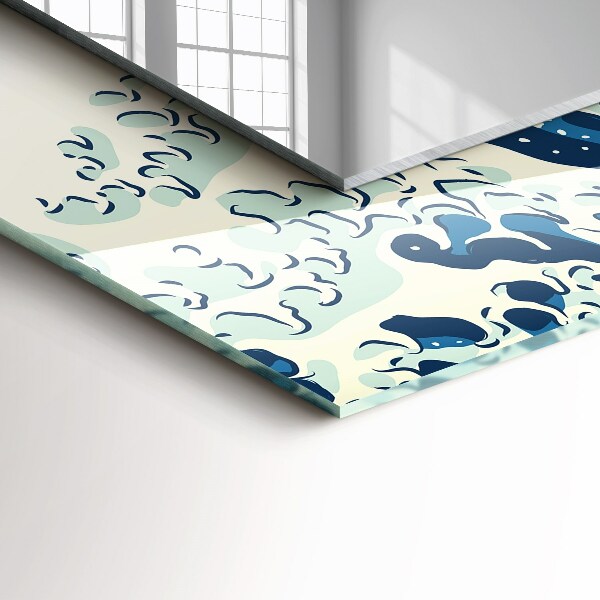 Mirror frame with print Abstract resin marble
