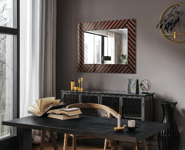 Decorative mirror Diagonal lines in bone