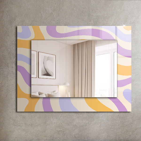 Mirror frame with print Coloured motifs