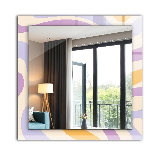 Mirror frame with print Coloured motifs