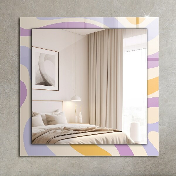 Mirror frame with print Coloured motifs