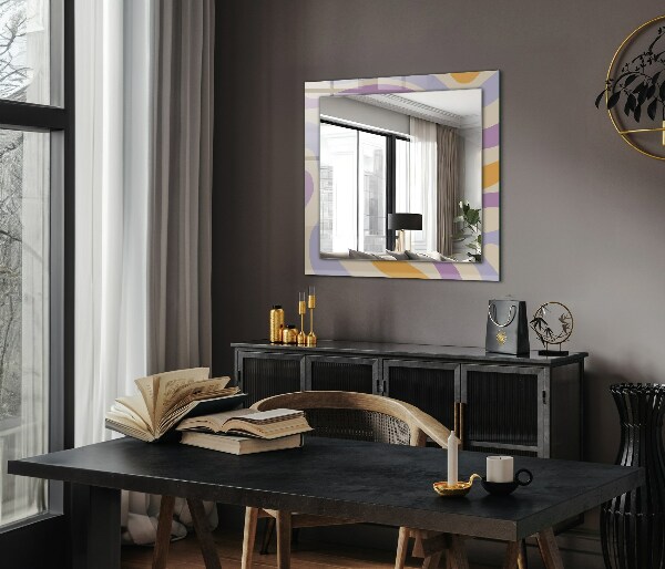 Mirror frame with print Coloured motifs
