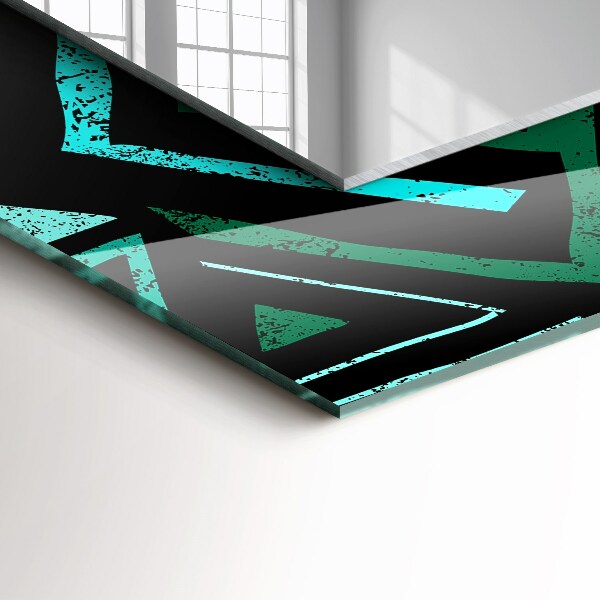 Decorative mirror Geometric motifs in turquoise