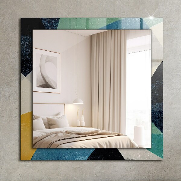 Mirror frame with print Coloured motifs
