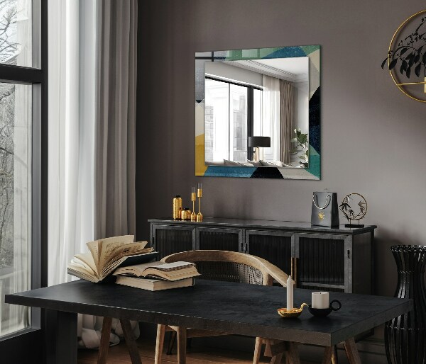 Mirror frame with print Coloured motifs