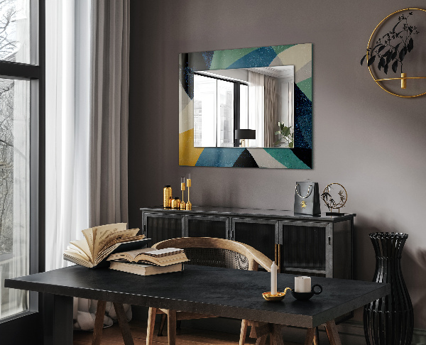 Mirror frame with print Coloured motifs