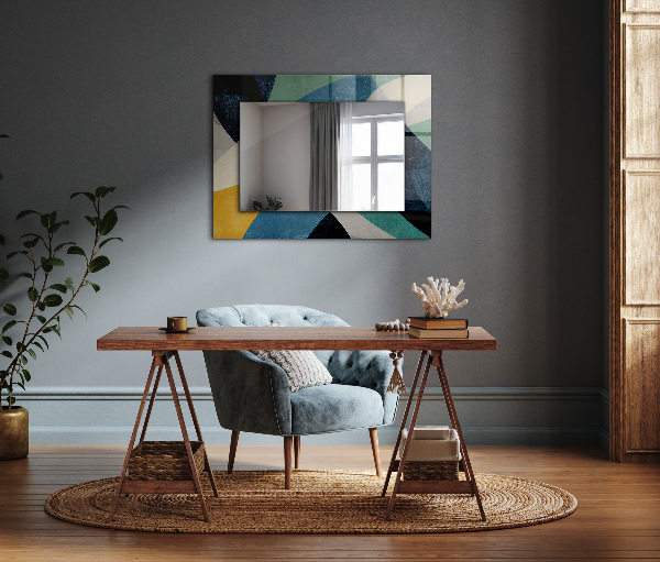 Mirror frame with print Coloured motifs