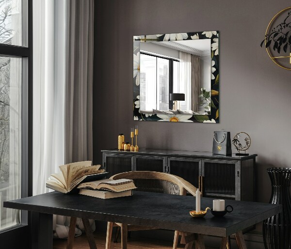 Printed mirror Margherita bianca fog