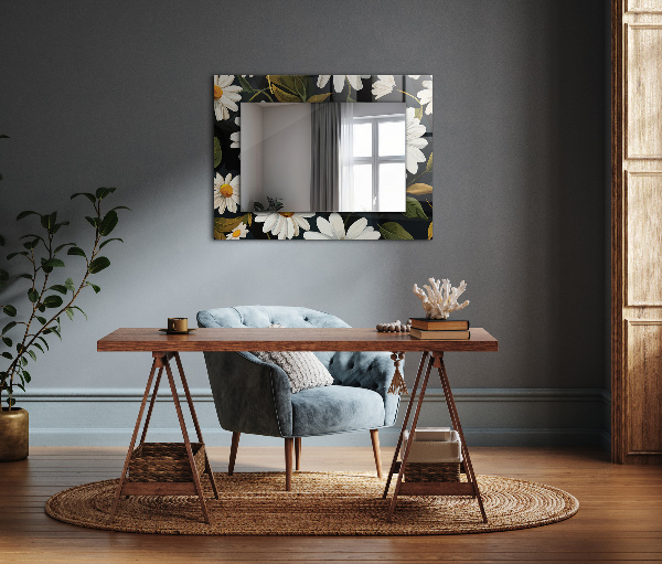 Printed mirror Margherita bianca fog