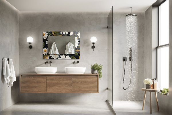 Printed mirror Margherita bianca fog