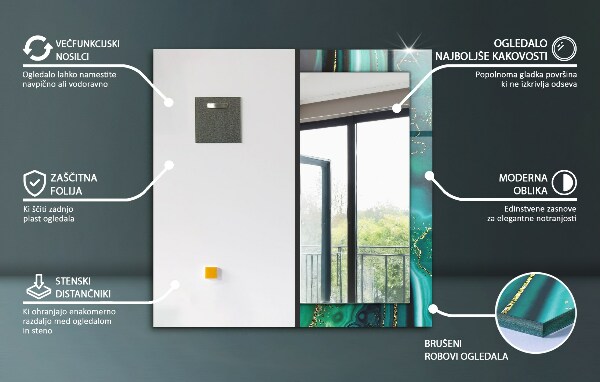 Mirror frame with print Astrata coloured mist