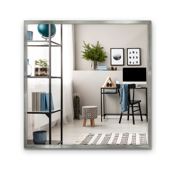 Minimalist square silver framed mirror 50x50 cm