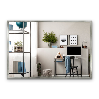 Minimalist wall mirror with silver frame 60x40 cm