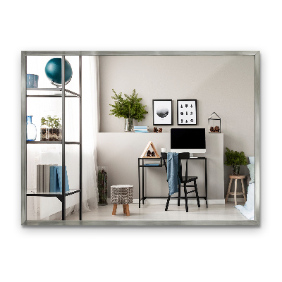 Minimalist rectangular silver framed mirror 70x50 cm