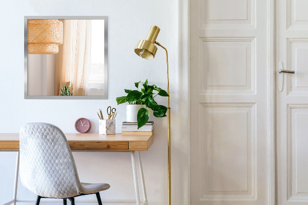Minimalist rectangular silver framed mirror 70x50 cm
